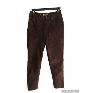 Express 100% leather  Suede vintage Y2K brown  pants Size 5/6